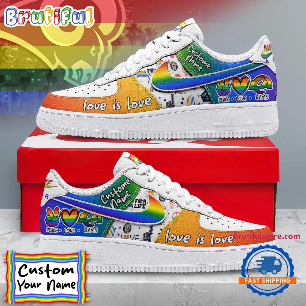 NFL Los Angeles Rams Pride Peace Love Rams Custom Air Force 1 Shoes Sneaker