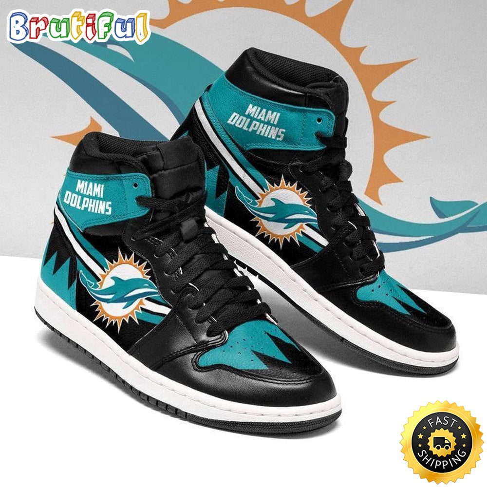 NFL Miami Dolphins Black Aqua Air Jordan 1 High Sneakers
