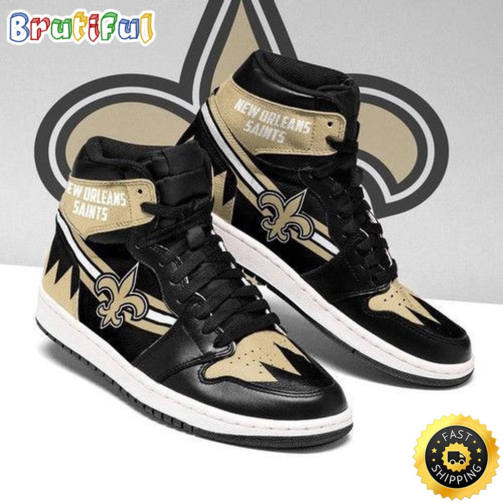 NFL New Orleans Saints Black Golden Logo Air Jordan 1 High Sneakers