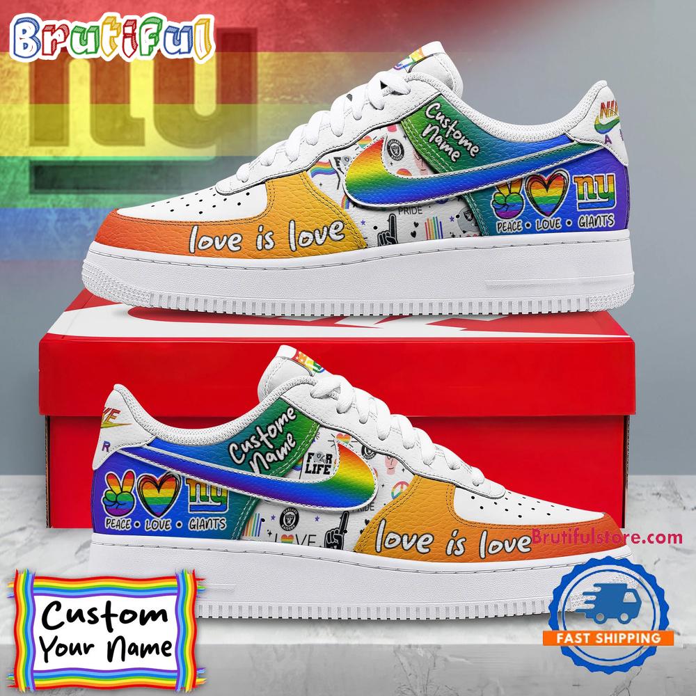 NFL New York Giants Pride Peace Love Giants Custom Air Force 1 Shoes Sneaker