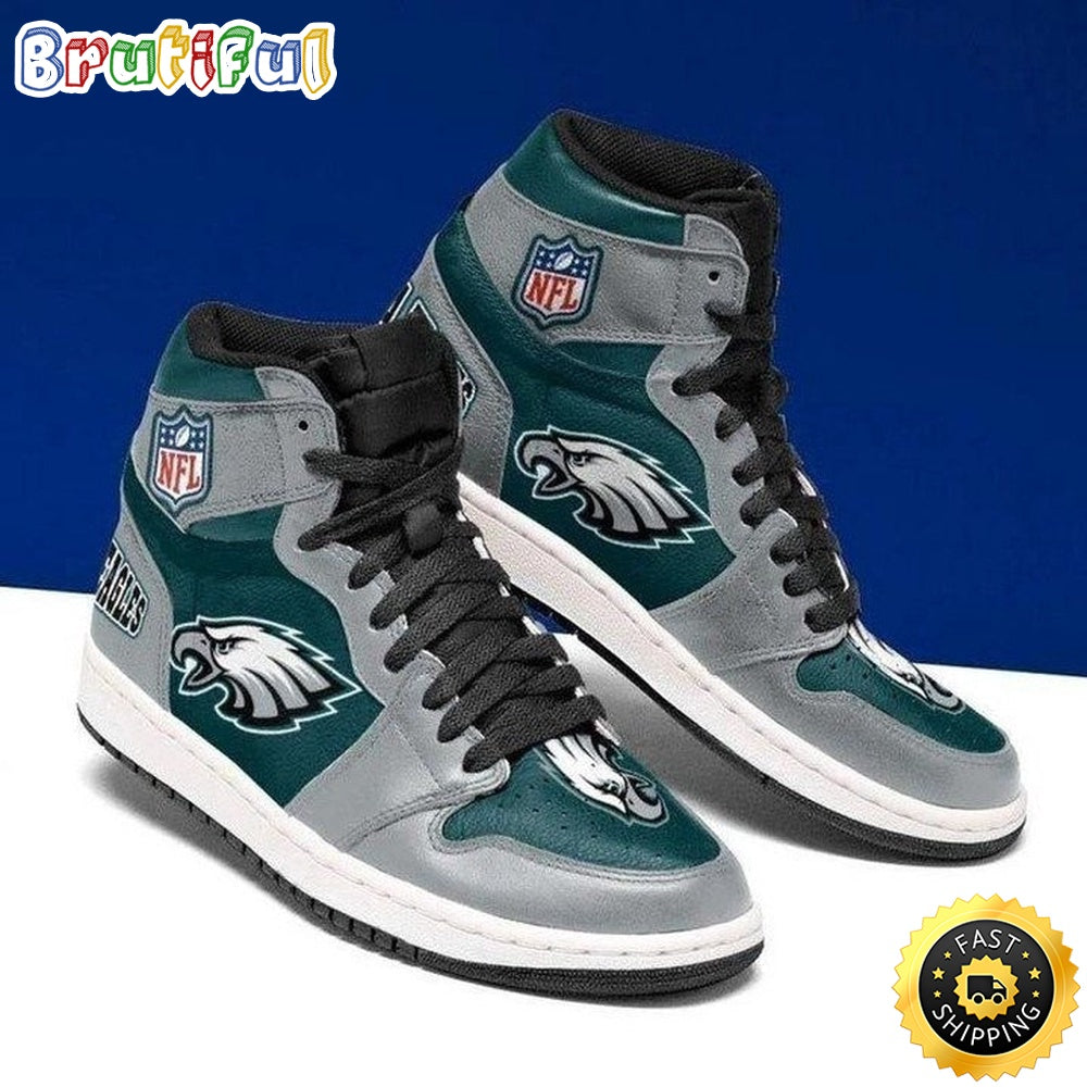 NFL Philadelphia Eagles Grey Green Air Jordan 1 High Sneakers
