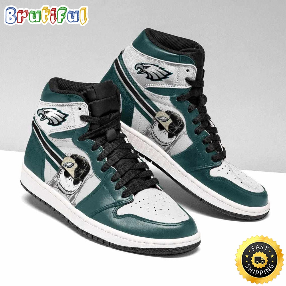 NFL Philadelphia Eagles Jack Skellington Air Jordan 1 High Sneakers