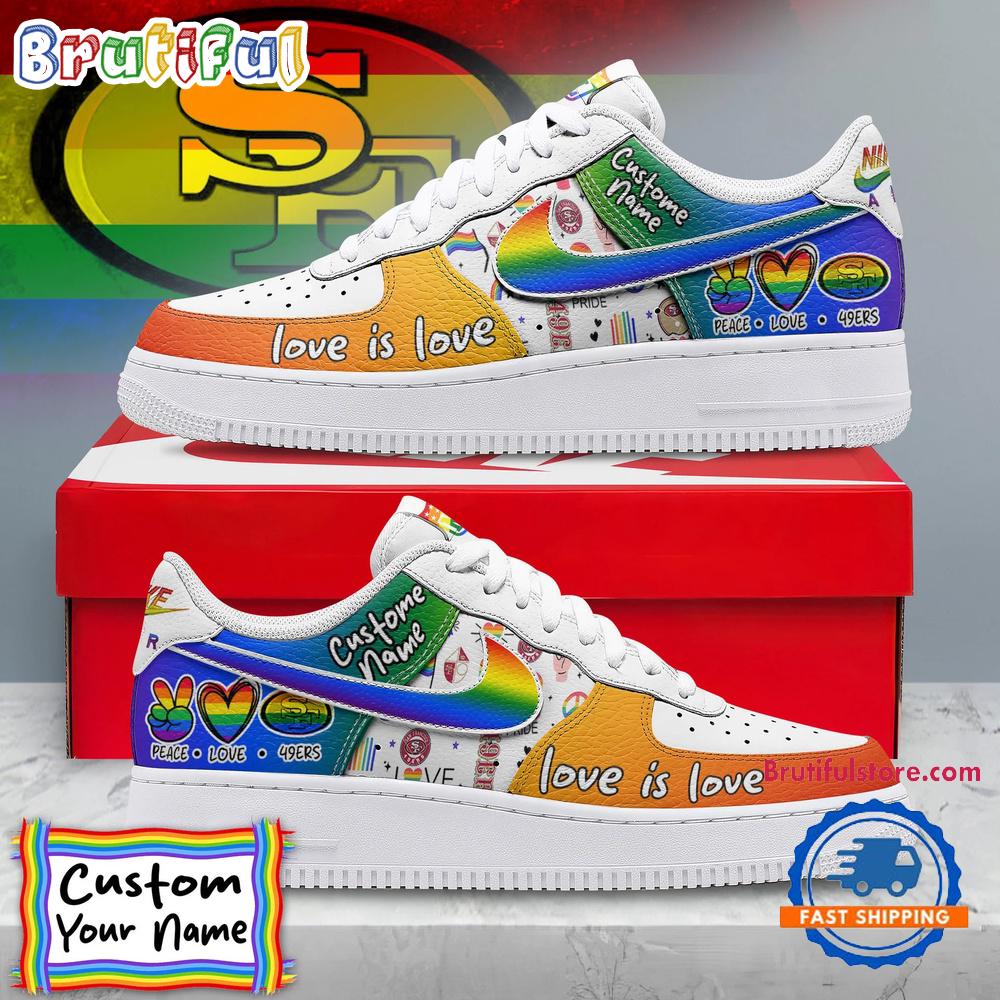 NFL San Francisco 49ers Pride Peace Love Lions Custom Air Force 1 Shoes Sneaker