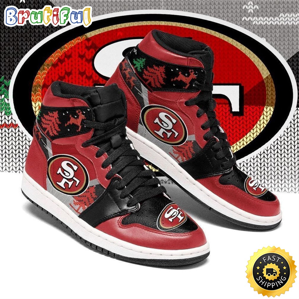 NFL San Francisco 49ers Red Black Christmas Air Jordan 1 High Sneakers
