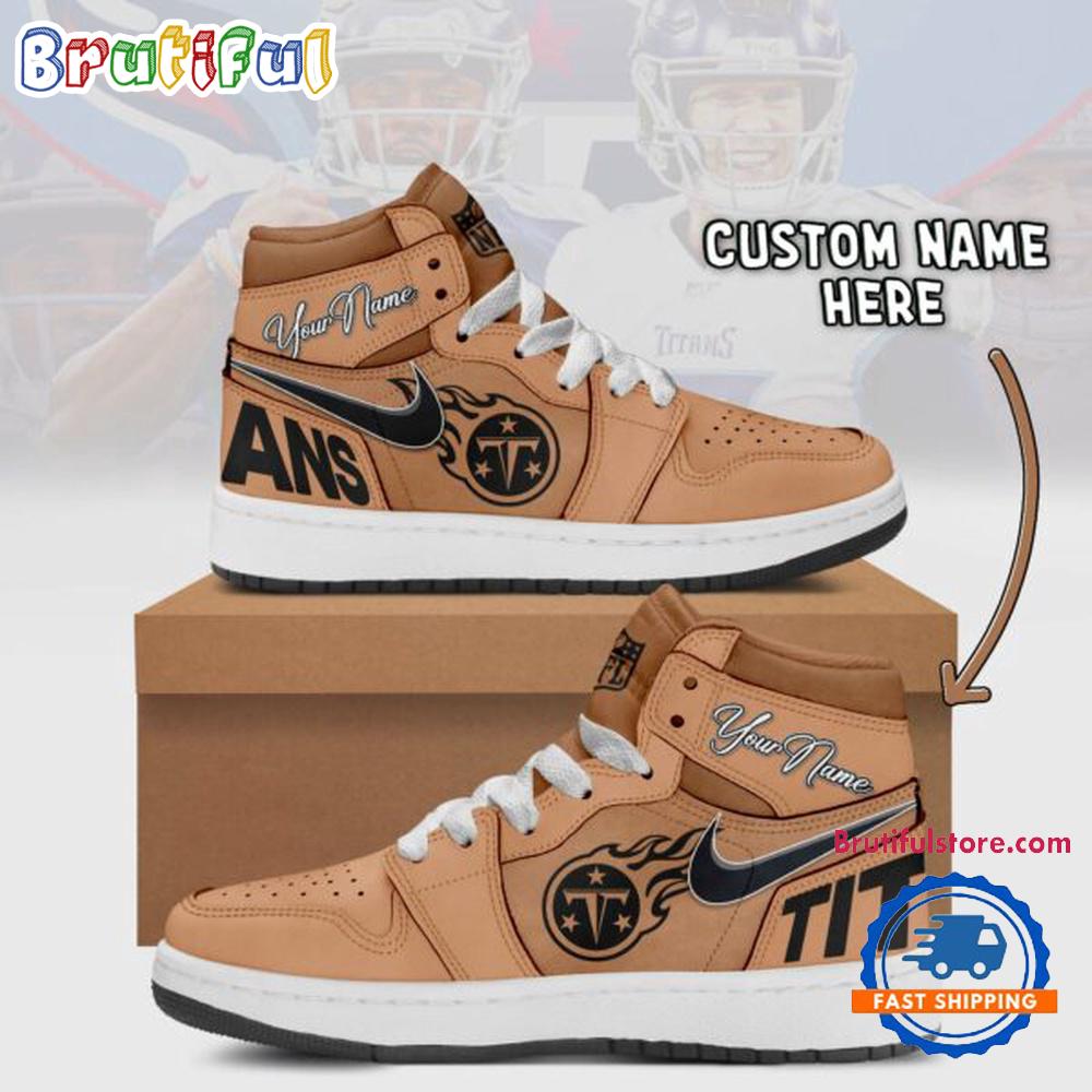 NFL Tennessee Titans Brown Air Jordan 1 Hightop Shoes
