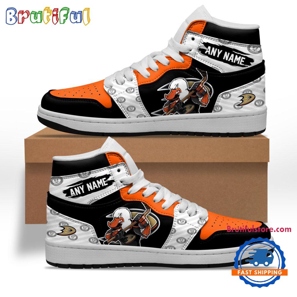 NHL Anaheim Ducks Team Mascot Design Air Jordan 1 Hightop Shoes