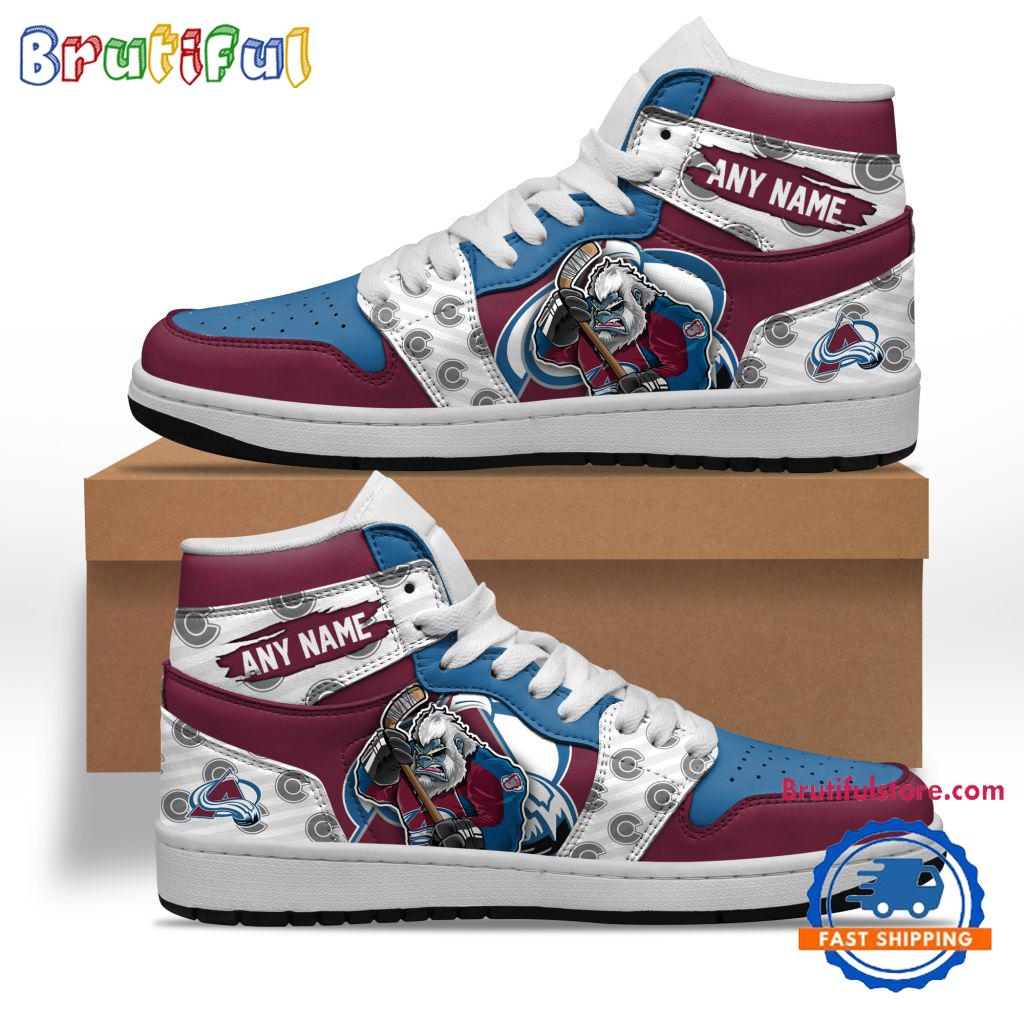 NHL Colorado Avalanche Team Mascot Design Air Jordan 1 Hightop Shoes