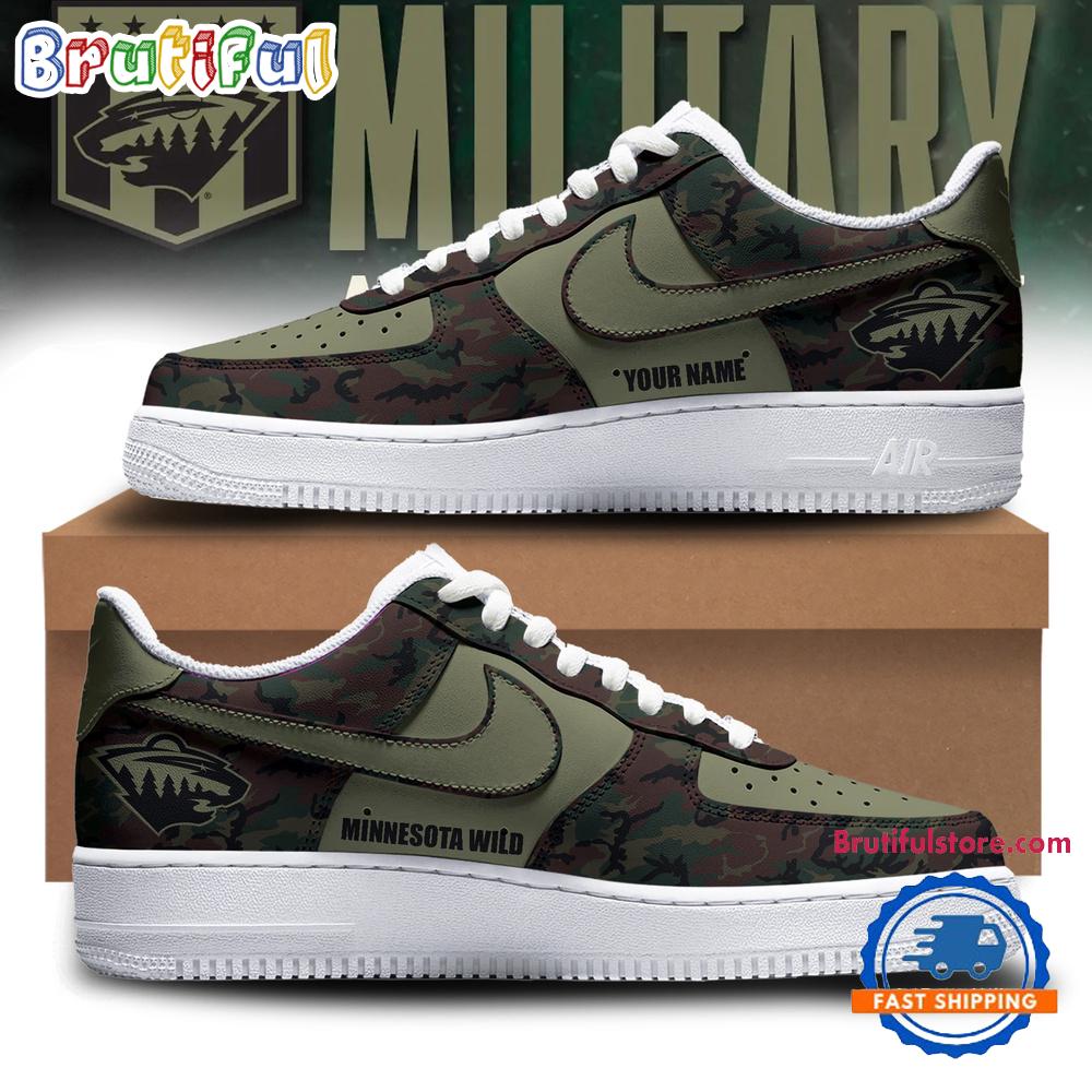 NHL Minnesota Wild Special Veterans Military Apreciation Air Force 1 Shoes Sneaker