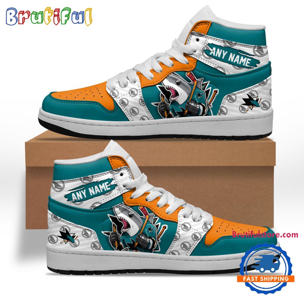 NHL San Jose Sharks Team Mascot Design Air Jordan 1 Hightop Shoes