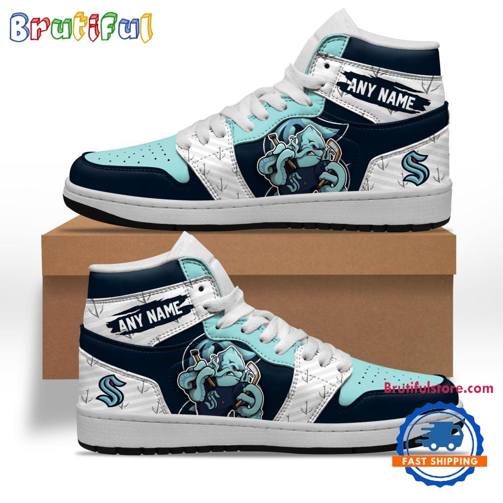 NHL Seattle Kraken Team Mascot Design Air Jordan 1 Hightop Shoes