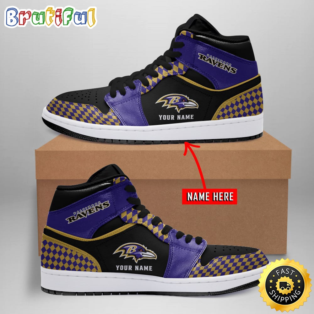 Personalized NFL Baltimore Ravens Air Jordan 1 Shoes
