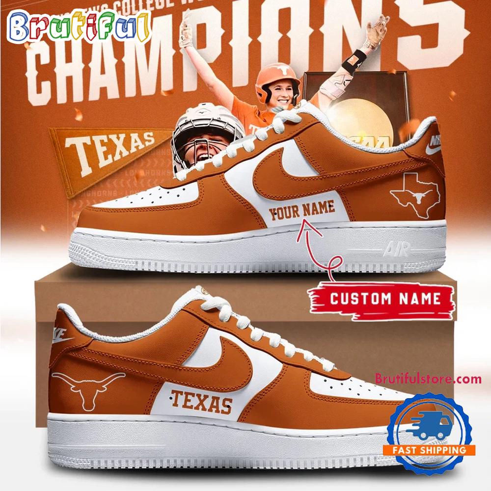 Texas Longhorns Softball Women's College World Series 2025 Champions Air Force 1 Shoes Sneaker
