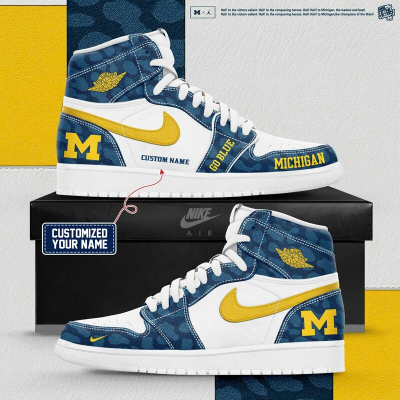 Michigan Wolverines Special Edition Camo AJ1 Sneakers