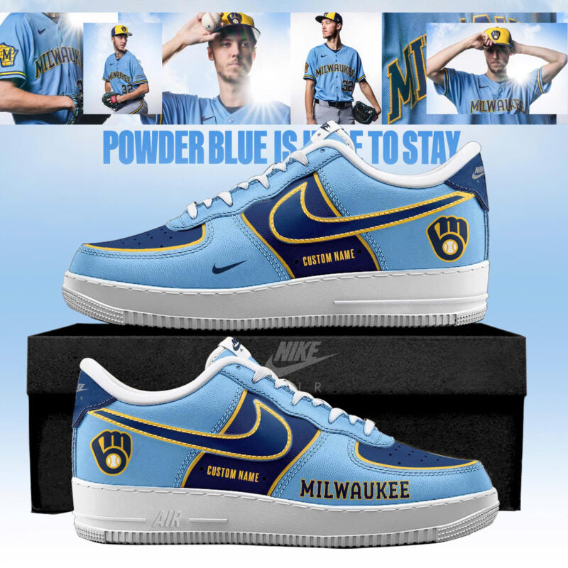 Milwaukee Brewers 2026 Powder Blue Custom AF1 Sneakers